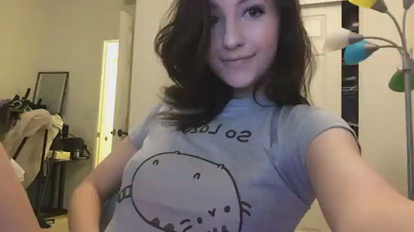 Brunette Cute Titty Drop gif