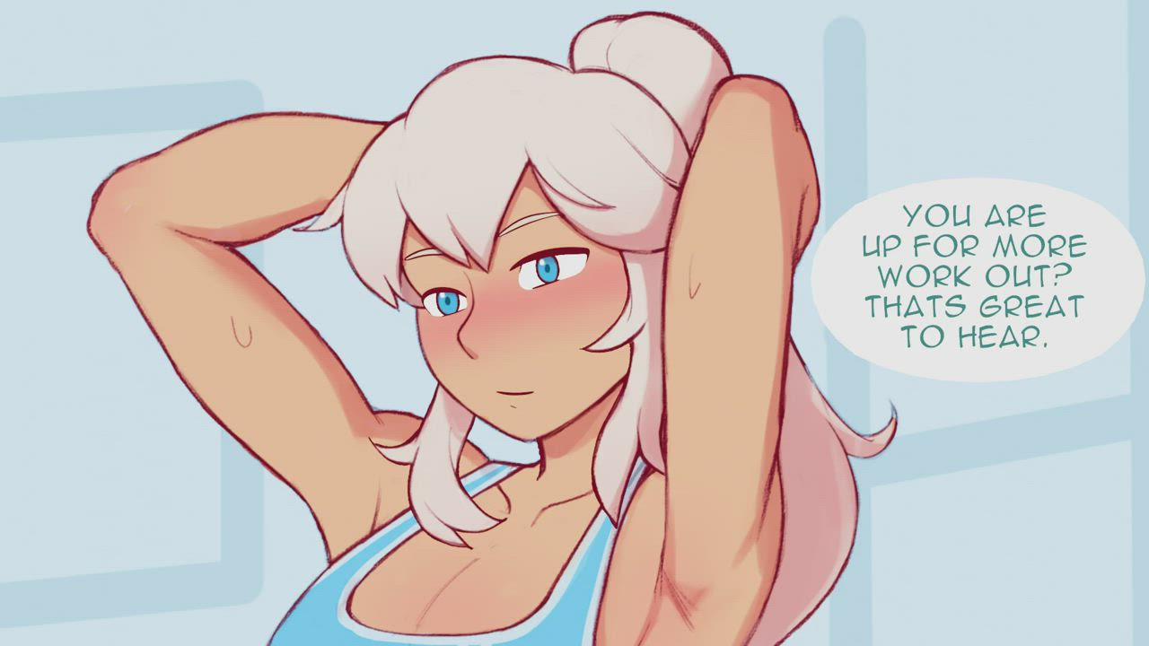 animation blonde doggystyle ejaculation femboy gay ponytail riding workout yaoi gif