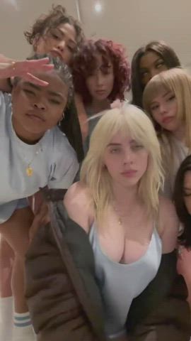 Billie Eilish teasing more of her boobs behind the scenes