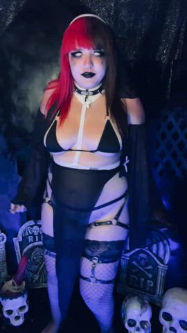 boobs emo goth nun tease tits titty drop topless gif