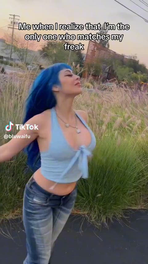 amateur blue eyes funny blue hair gif