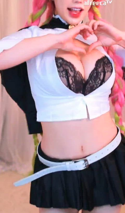 asian big tits cosplay costume cute korean natural tits gif