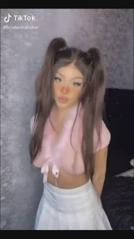 babe big tits boobs brunette cute huge tits natural tits teen tiktok tits gif