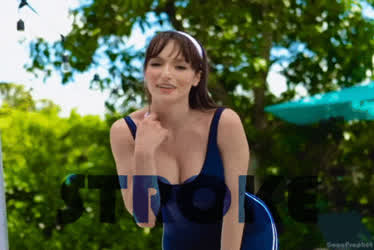 Edging Natural Tits Pool White Girl gif