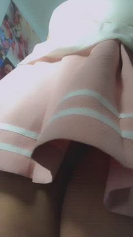 under my pink skirt…
