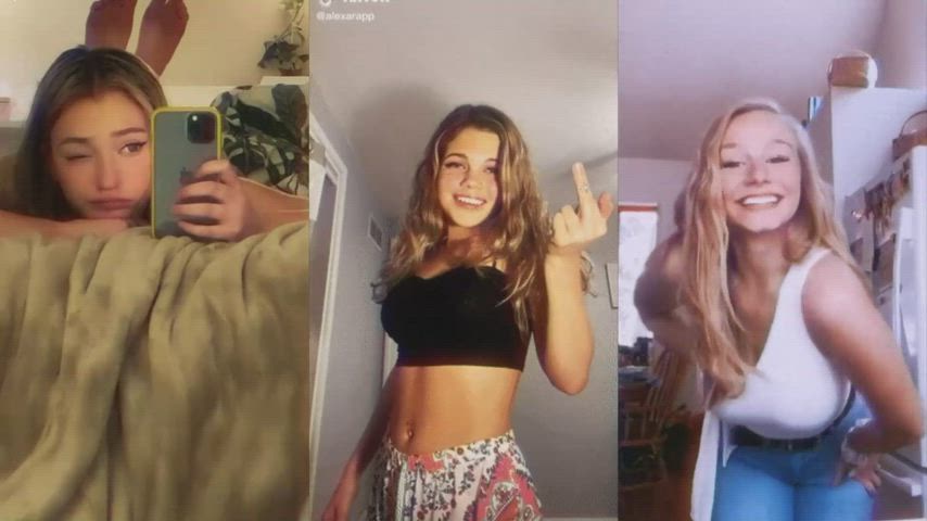 ahegao blonde blowjob cum in mouth cumshot nsfw shaved pussy tease teen tiktok gif