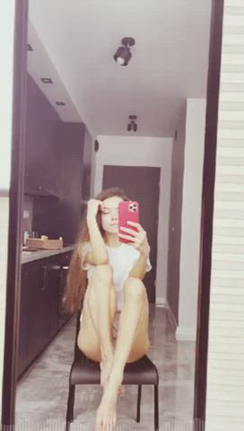 amateur brunette cute mirror sfw selfie gif