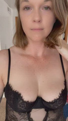 amateur blonde boobs milf teasing gif