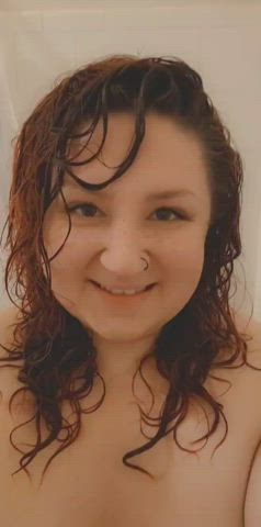 BBW Bite Lips Shower Tease Wife gif