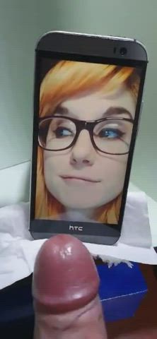 cock cum cumshot gamer girl glasses male masturbation redhead tribute gif
