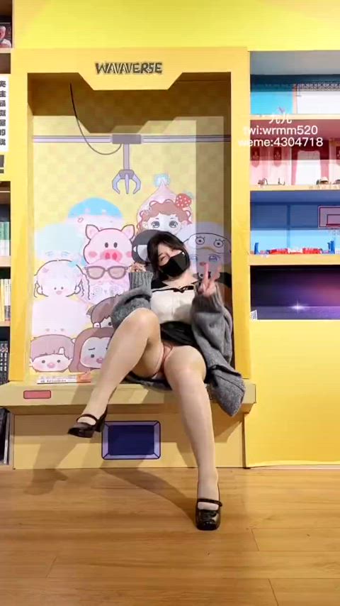 busty chinese flashing public upskirt gif