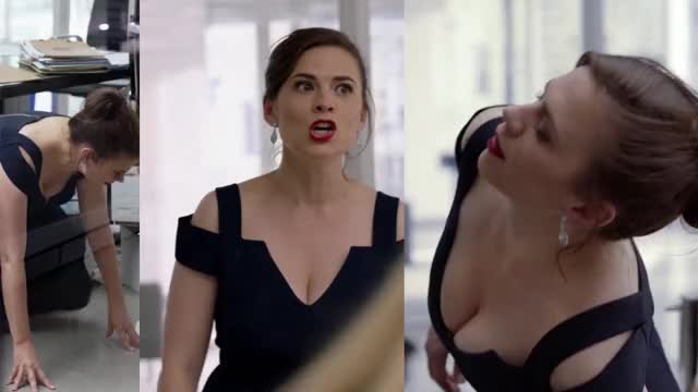 Hayley Atwell - Conviction (2016, S1E3) - split-screen, mini-loop edit of cleavage-y