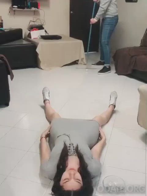 brunette challenge funny porn gif