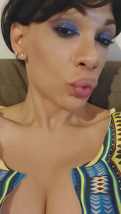 Brazilian Cleavage Cock Escort Masturbating Tease Teasing Trans gif