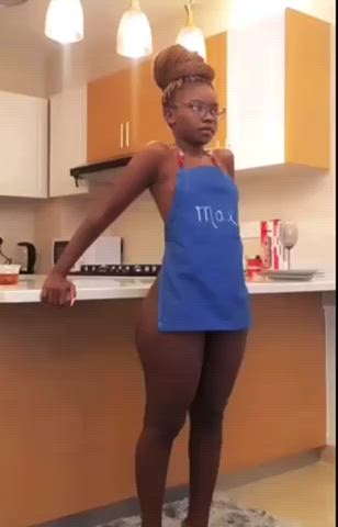 ass ebony girlfriend homemade jiggling kitchen thick gif