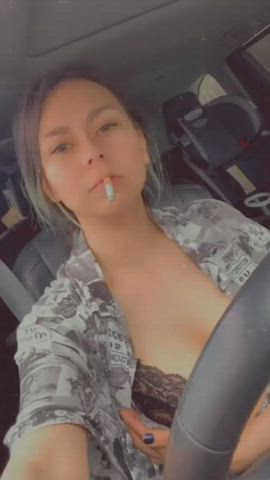 Happy smoking &amp; a nip slip