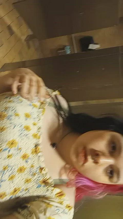 bathroom big tits dress flashing grocery store natural tits public teen tits gif