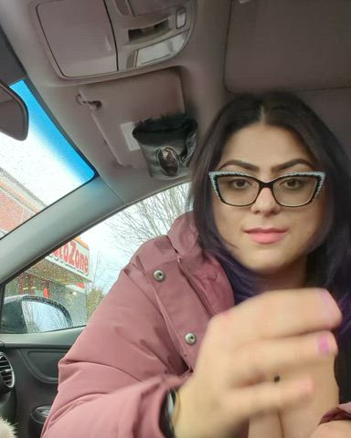 bbw chubby flashing glasses natural tits nipple piercing public tattoo curvy gif