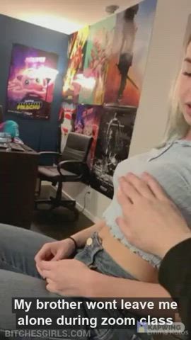 Big Tits Blonde Caption gif