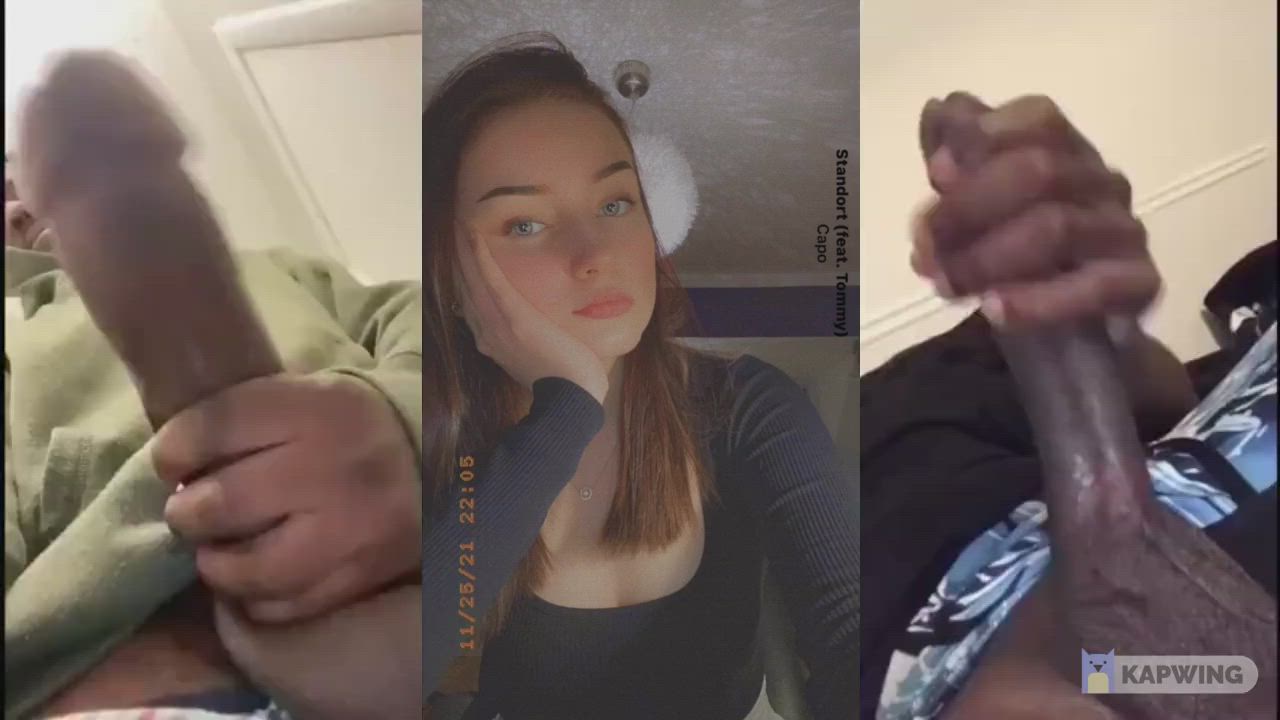 BabeCock Cum Split Screen Porn gif