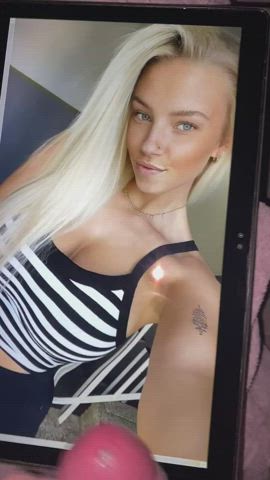 Julia covered in hot shots of cum