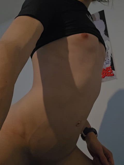 cute femboy moaning skinny teen tits belly gif
