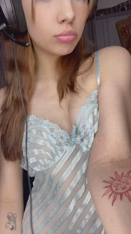 gamer girl lingerie tits gif