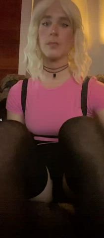 crossdressing femboy mtf sissy skirt stockings gif