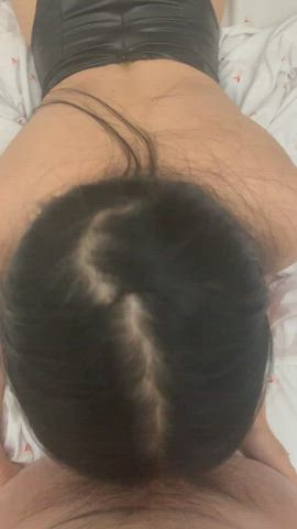 Asian bunny gf sucks Master's cock