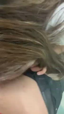 amateur babe big tits blowjob busty public schoolgirl sloppy spit gif