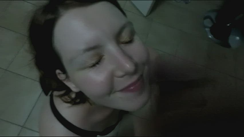 60fps ai upscaled amateur brunette cumshot facial teen gif