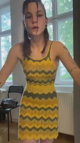 ass busty flashing innocent nipples shaved pussy strip teen gif