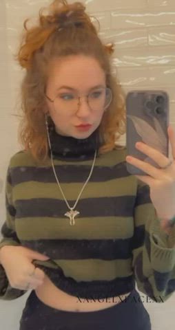 natural tits petite tease redheads gif