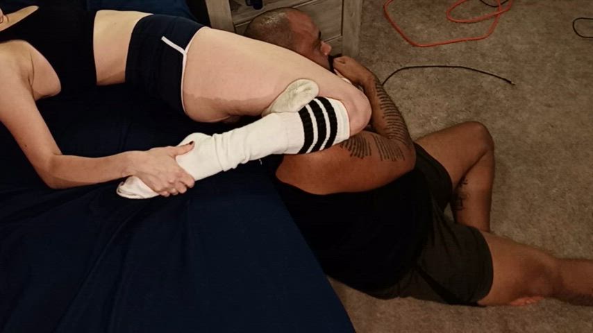 femdom fitfemdom knee high socks mixed wrestling scissoring socks wrestling gif