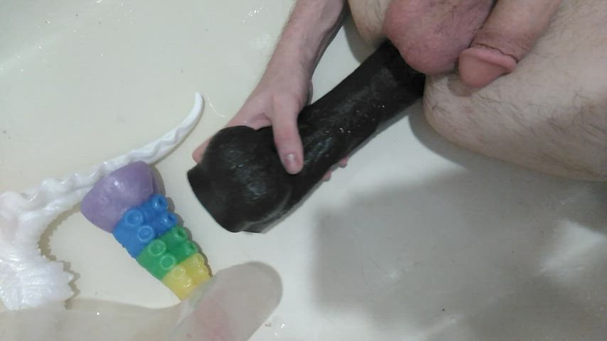 anal play bbc hairy ass huge dildo solo gif
