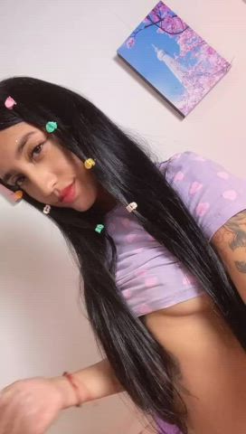 big tits camgirl latina lingerie natural tits sensual tattoo teen webcam gif