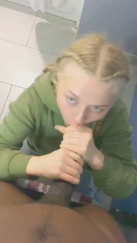 Braided Blonde Takes Huge Black Cock