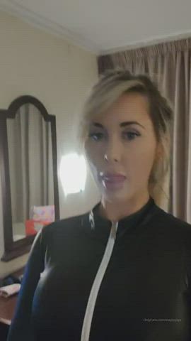 Blonde Leather Strip gif