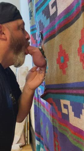bear cock milking daddy glory hole gif