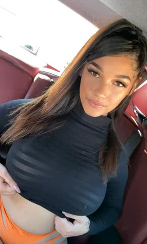 big tits car latina titty drop gif