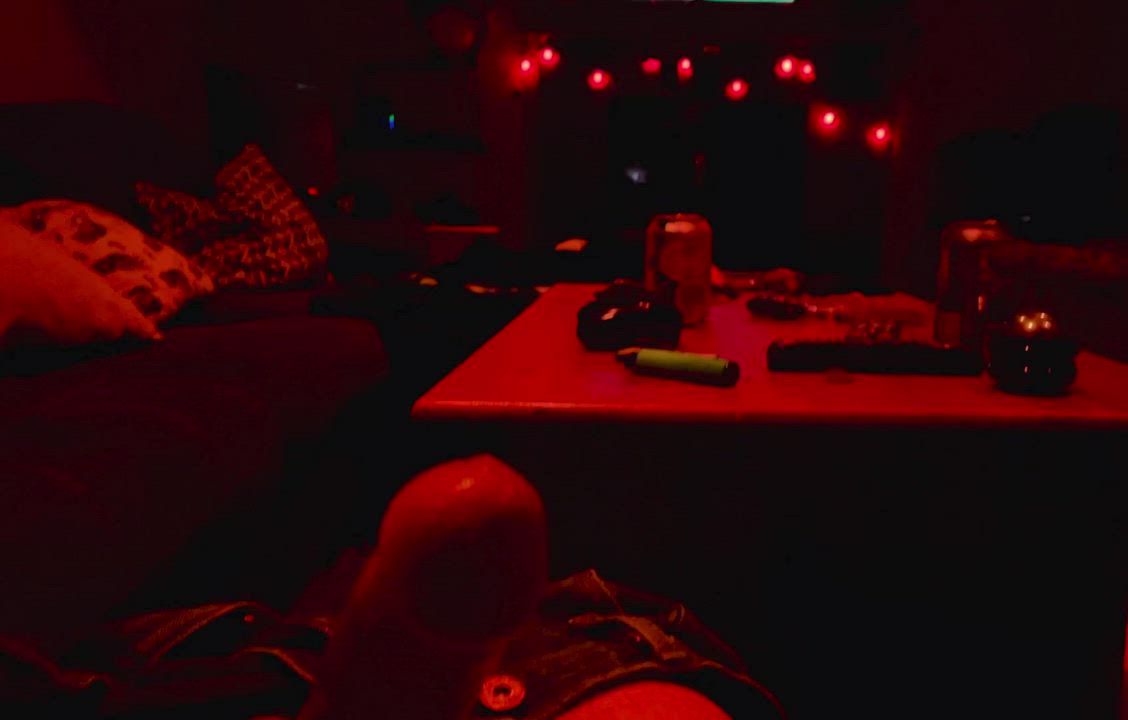Pulsing my throat on his cock, on the couch with roommates in the other room 🤫😈😏✨💜