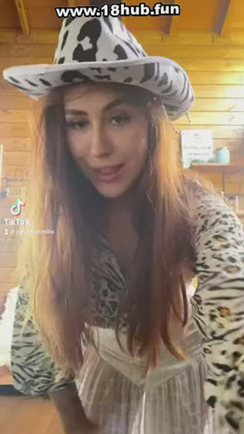 amateur brunette cute dildo double blowjob naked sex tiktok gif