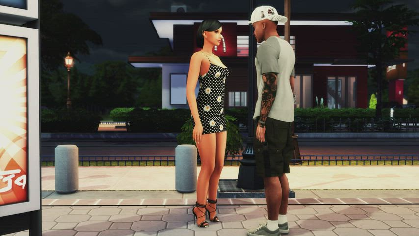 3d cute ebony ebony couple kissing romantic gif
