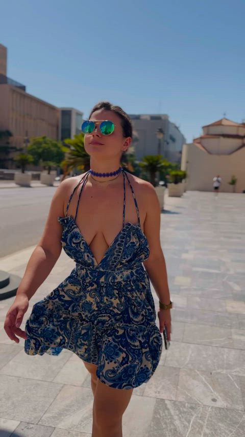 Blue sundress on a hot summers day