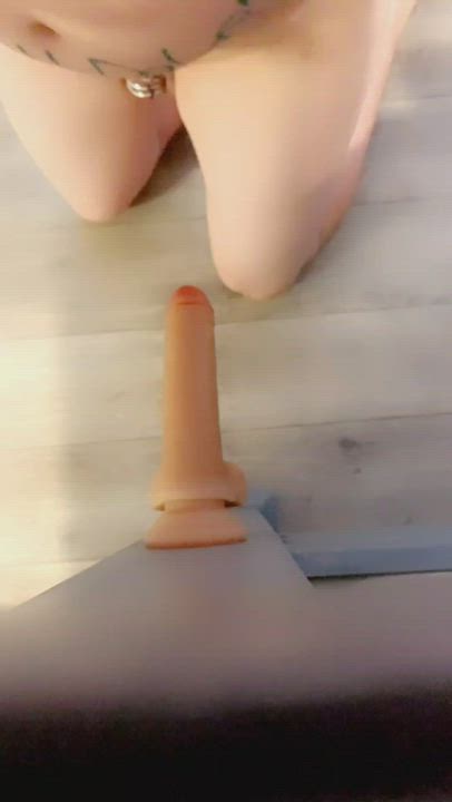 That's right bitch lube that toy with your mouth before mounting it my sissy slave