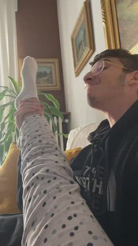 Feet Smelling Socks gif