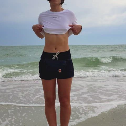 Tiny titties on a stormy beach