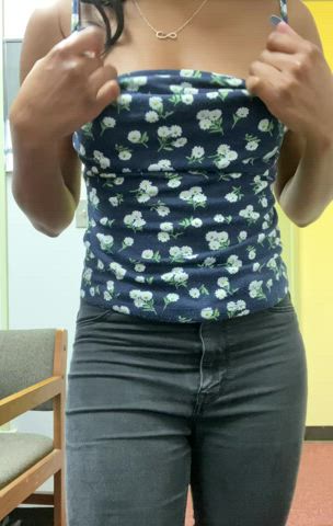 Love showing off my boobs at work