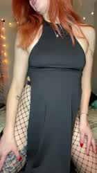 My sweet boy licking through my fishnets and managing to squeeze my tits despite