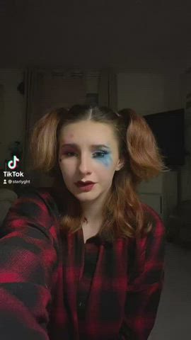 bored and ignored harley quinn lipstick onlyfans sensual solo tease gif